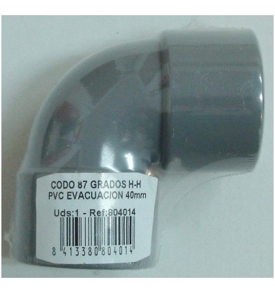 CODO EVAC M-H 87º 40MM PVC S&M