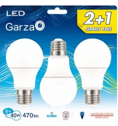 LAMPARA GZ LED STD 6W E27 240º 470 LM 30K BL.2+1