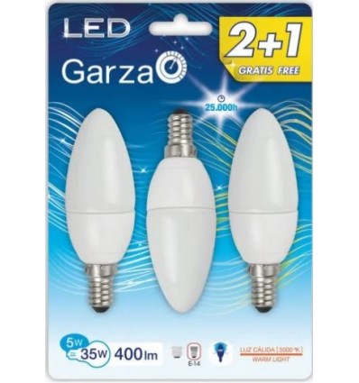 LAMPARA GZ LED VELA 5W E14 190º 400LM 30K BL.2+1
