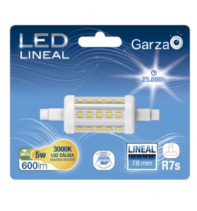 LAMPARA LED R7S 5W 360°78MM 600LM 30K BL