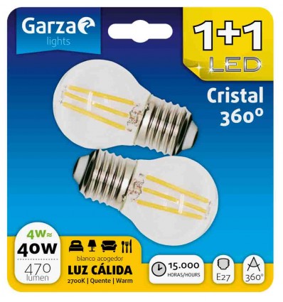 LAMPARA GZ LED FIL ESF 4W E27 470LM 27K BL 1+1