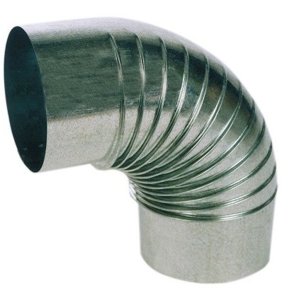 Codo tubo estufa rizado acero galvanizado 90 grados