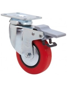RUEDA GIRATORIA CON PLETINA Y FRENO 10LPFN35-VNB35 POLIURETANO