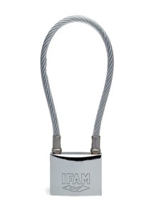 CANDADO 50MM SEGURIDAD ARCO LARGO CON CABLE IN. INOX IFAM 85051