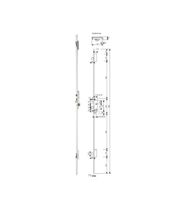 CERRADURA MET.EMB. 2230 E-26MM MULTIPUNTO 3 CIERRES FRONTALE