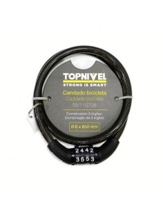 CANDADO ANTIRROBO BICICL 8X650MM CABLE COMBINACION NIVEL