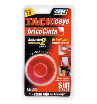 CINTA DOBLE CARA TACKCEYS BRICOCINTA TRANSPARENTE 1,5M X19MM