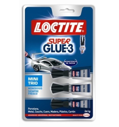 PEGAMENTO INSTANTANEO 1 GRAMO SUPER GLUE3 3 TUBOS LOCTITE