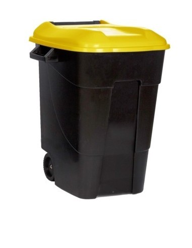 CONTENEDOR BAS. 100 LT C/RUED TAYG PL NEGRO TAPA AMARILLA TA