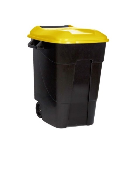 CONTENEDOR BAS. 100 LT C/RUED TAYG PL NEGRO TAPA AMARILLA TA
