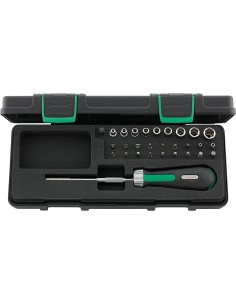 JUEGO DE DESTORNILLADOR PORTA-PUNTAS CON TRINQUETE 1/4" 4008/27/1R KN