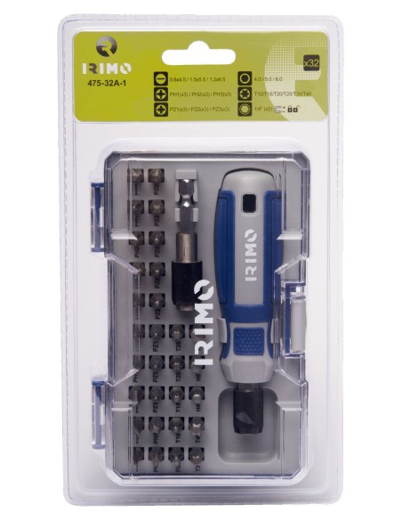 JUEGO DE 32 PUNTAS 1/4" CON DESTORNILALDOR PORTAPUNTAS