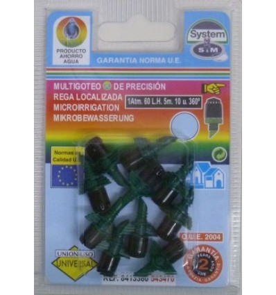 DIFUSOR RIEGO GOTEO 60LT/H 360º 1 ATMOSFERA S&M 10 PZ