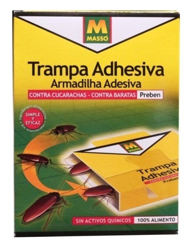 TRAMPA ADHESIVA CUCARACHAS CEBO MASSO PREBEN 5 UNIDADES
