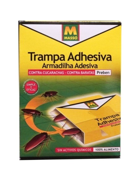 TRAMPA ADHESIVA CUCARACHAS CEBO MASSO PREBEN 5 UNIDADES