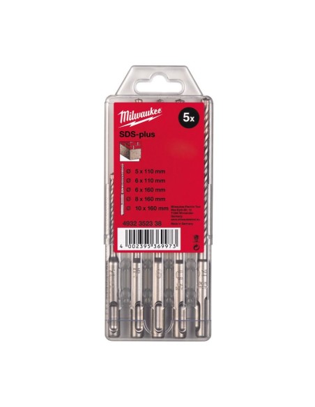 JUEGO BROCAS PLASTICO SDS-PLUS M2 5 PIEZAS 5/6X110MM Y 6/8/10X160MM