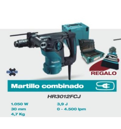 MARTILLO COMBINADO HR3012FCJ  1.050W 30MM + SET  BROCAS + GORRO