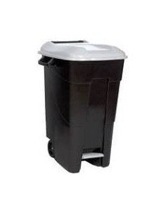 ECO CONTENEDOR RESIDUOS NEGRO 120 LITROS TAPA GRIS CON PEDAL