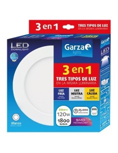DOWNLIGHT LED DIAMT225 20W 1500LM 3 EN 1 LUZ CALIDAD/NEUTRA/FRIA