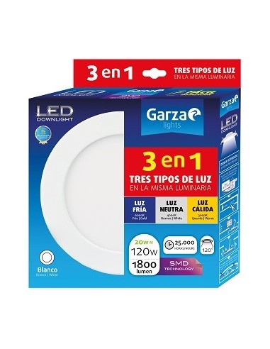 DOWNLIGHT LED DIAMT225 20W 1500LM 3 EN 1 LUZ CALIDAD/NEUTRA/FRIA