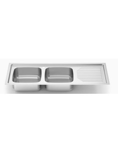 FREGADERO INOX P/ENCASTRAR SERIE 500 2 CUBETAS 1 ESCURRIDOR DERECHA