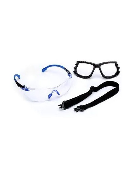 SOLUS 1101 KIT GAFAS NEGRO/AZUL PC INCOLORA INSERCION DE ESPUMA BANDA ELASTICA