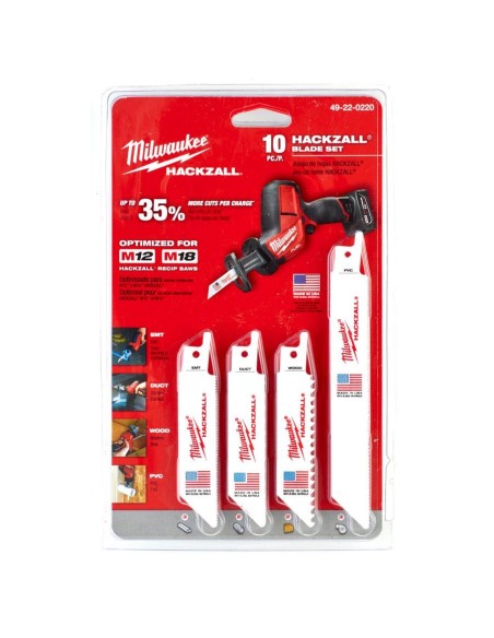 JUEGO HOJAS SABLE HACKZALL 10 PIEZAS MADERA-METAL-PVC