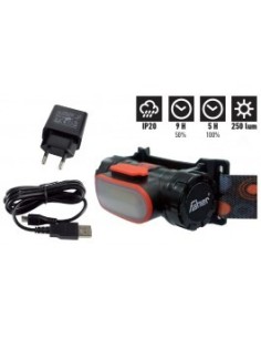 LINTERNA FRONTAL RECARGABLE USB 3W 250 LUMENS IP20