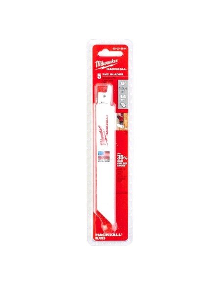 HOJA SABLE HACKZALL 150 MM 14TPI METAL Y PVC 5 UD
