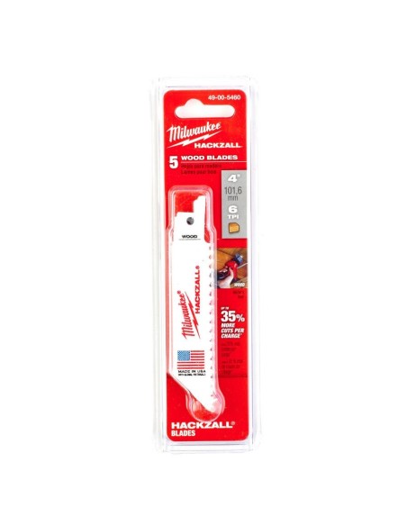 HOJA SABLE HACKZALL 100 MM 6TPI MADERA Y PVC 5 UD