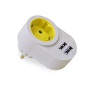 ADAPTADOR ELEC 16A-250V 1 TOMA+2 USB 2.1 BL/PIST FAMAT