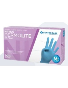 GUANTE NITRILO DERMOLITE AZUL TALLA M 3.5 GRAMOS (100 UDS)