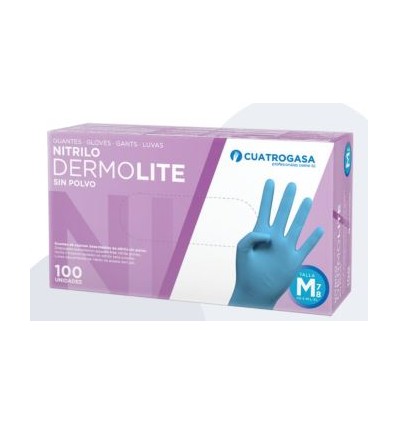 GUANTE NITRILO DERMOLITE AZUL TALLA M 3,5 GRAMOS (100 UDS)