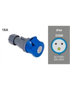 BASE AEREA MOVIL 16A. 2POLOS+TIERRA 200-240V IP 44 23200