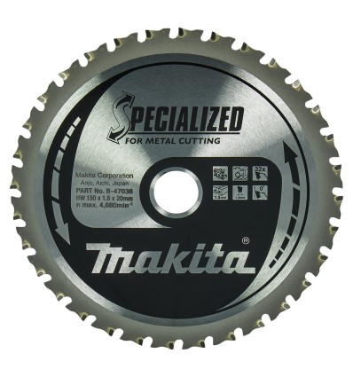 DISCO SIERRA CIRCULAR, CORTE METAL SPECIALIZED T.C.T, 150 X 20 MM, 32 D