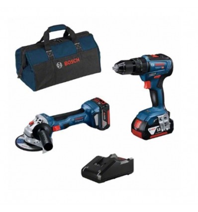 TALADRO GSB 18V-55 + AMOLADORA GWS 18V-7 2 BAT 4,0AH + BOLSA BOSCH