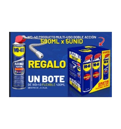 MULTIUSOS WD-40 DOBLE ACCION 500ML X 5 + REGALO FLEXIBLE 400ML X 1