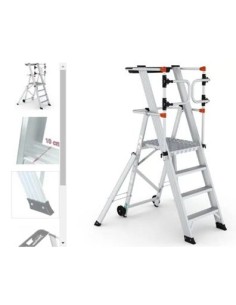 Escalera ARTI PLUS 4 peldaños con estabilidadores y puerta abatible