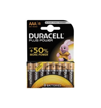 PILA ALCALINA LR03 AAA 1,5V POWER PLUS DURACELL 8 PZ