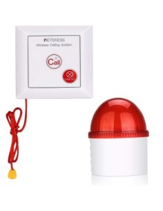KIT SISTESMA ALARMA PULSADOR EMERGENCIA BAÑOS IP54 1 BOTON + 1 RECEPTOR