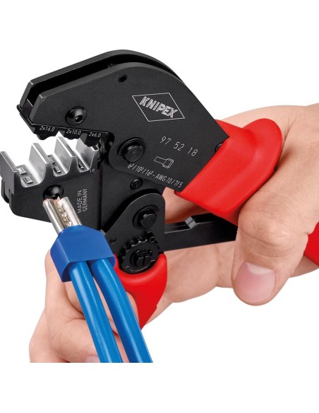 CRIMPADORA CON PALANCA PARA VIROLAS DE CABLE TWIN 2X6.2X10 Y 2X16QMM
