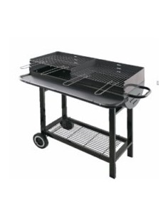 BARBACOA CARBON/LEÑA 96X41X93CM ACERO 2 PARRILLAS CON RUEDAS