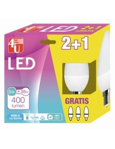 LAMPARA LED VELA 5W E14 220º 400LM 40K CAJA 2+1