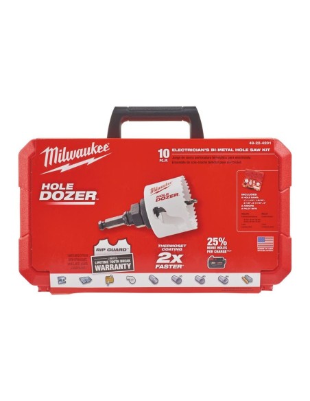 JUEGO CORONAS HOLE DOZER 10 PIEZAS 25-32-40-54-68-76 MM Y ACCESORIOS