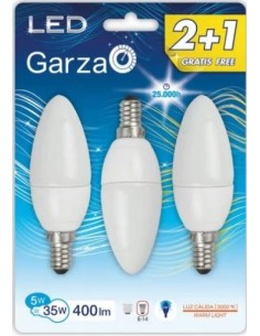 LAMPARA GZ LED VELA 5W E14 190º 400LM 30K BL.2+1