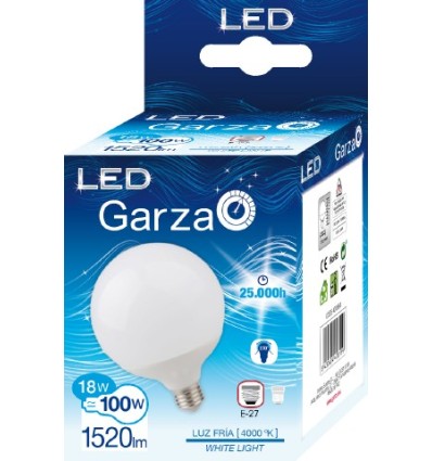 LAMPARA GZ LED GLOBO 18W E27 270º1520LM 40K CAJA