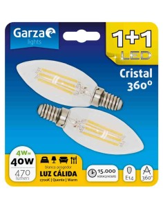 LAMPARA GZ LED FIL VEL 4W E14 470LM 27K BL 1+1