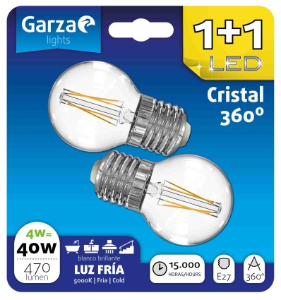 LAMPARA LED FIL ESF 4W E27 470LM 5000K BL 1+1