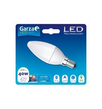 GZ LED VELA 5,5W E14 220º 470LM 65K BL