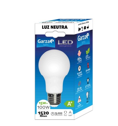 LAMPARA 4U LED STD 15W E27 1521LM 40K 240º CAJA